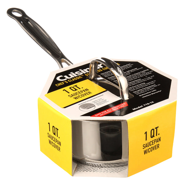 Chef'S Classic Stainless Steel 1 Qt. Saucepan W/Cover