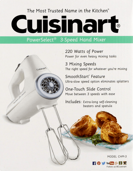 PowerSelect® 3-Speed Electronic Hand Mixer, White